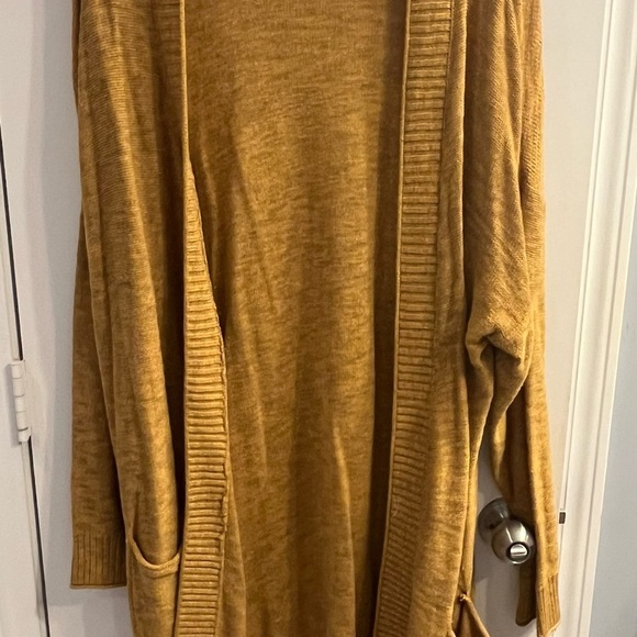 Sonoma Women's Duster mustard yellow  Open front knitted Cardigan Sweater XL - Picture 5 of 9
